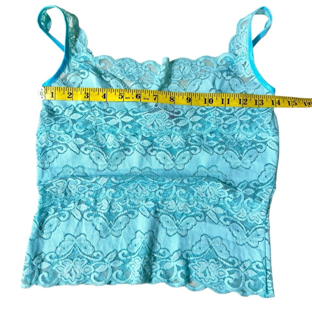 Sabora Aqua Blue Butterfly and Floral Design Lace Tank Top sz L - Picture 14 of 16